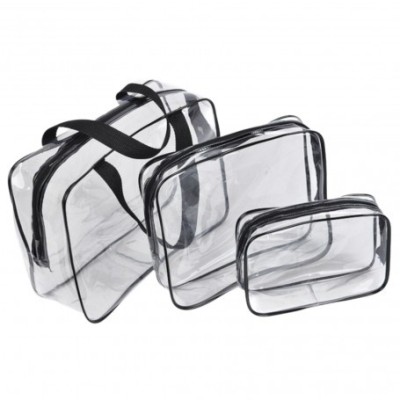 Set 3 organizatoare calatorie pentru avion, geanta de toaleta transparent foto