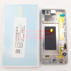 LCD+Touchscreen cu Rama Samsung Galaxy S10 / G973F PRISM WHITE original