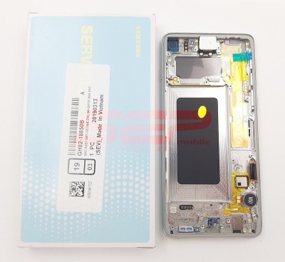 LCD+Touchscreen cu Rama Samsung Galaxy S10 / G973F PRISM WHITE original foto