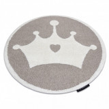 Covor modern pentru copii JOY Cerc Crown, coroană Fulg de nea - structural pe două niveluri de l&acirc;nă bej / crem, cerc 120 cm, Rotund