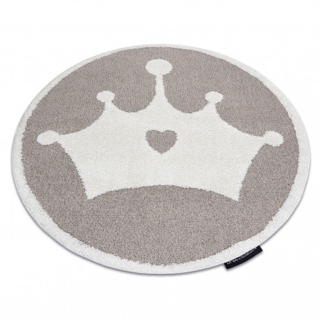 Covor modern pentru copii JOY Cerc Crown, coroană Fulg de nea - structural pe două niveluri de l&acirc;nă bej / crem, cerc 160 cm