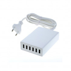 Adaptor multi-USB cu 6 porturi 100-250 V 12A cu au foto