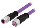 Cablu HARTING 4 pini pentru senzori automatizări, 0.5m PVC M12 mamă-tată