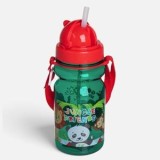 Sticlă cu pai pop-up, 350 ml, Verde, Model Animale, CMCLASS