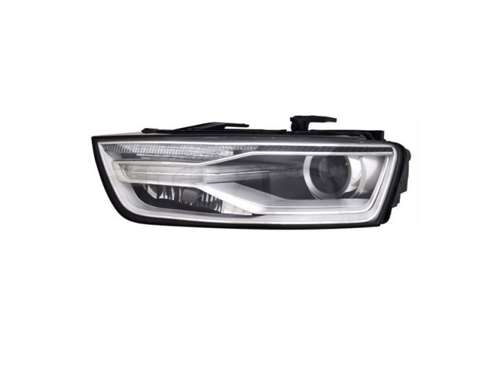 Far Audi Q3 (8u), 01.2015-08.2018, montare fata, stanga, bi-xenon; cu lumini de zi tip LED; D5S+H8+LED; electric; fara modul LED; fara bec xenon; far