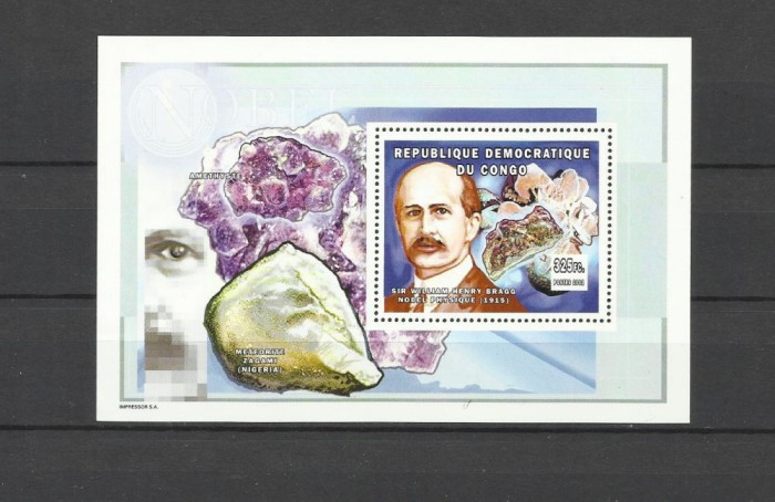 DR CONGO 2002 MINERALE PERSONALITATI PREMIUL NOBEL BRAGG