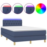Cumpara ieftin Pat cu arcuri, saltea si LED, albastru, 120x200 cm, textil