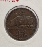 Irlanda 1/2 Penny 1933 moneda bronz km # 2 tiraj mic rara