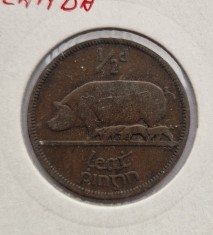 Irlanda 1/2 Penny 1933 moneda bronz km # 2 tiraj mic rara