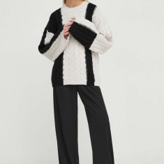 Herskind pulover de lana femei, culoarea bej, călduros, cu turtleneck