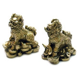 Pereche de Chi Lin aurii din bronz