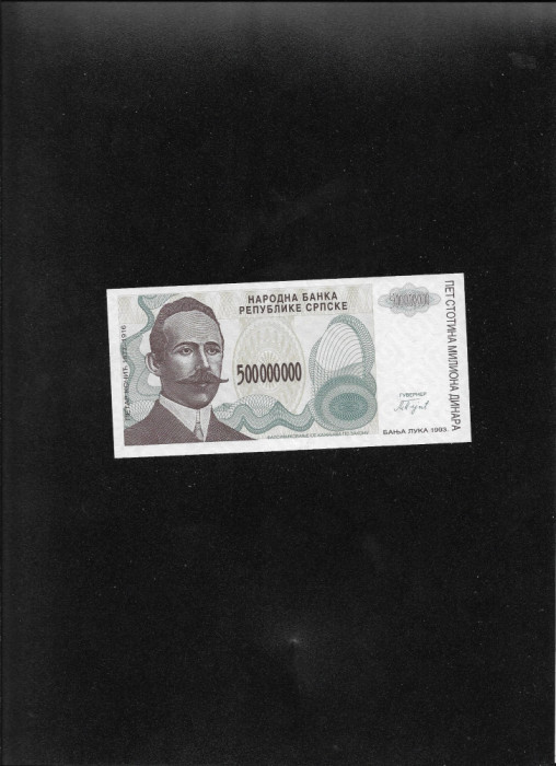 Rar! Republica Srpska 500000000 dinari dinara 1993 seria0857352 unc Banja Luka