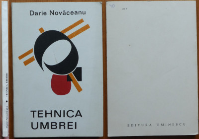 Darie Novaceanu , Tehnica umbrei , 1970 , ed. 1 cu autograf catre Vasile Zamfir foto