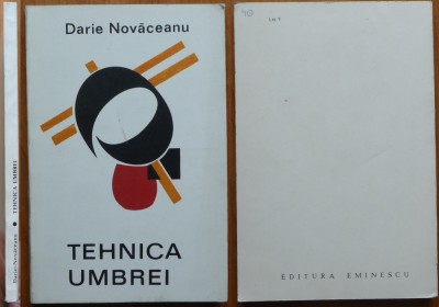 Darie Novaceanu, Tehnica umbrei, 1970, editia 1 cu autograf catre Vasile Zamfir foto