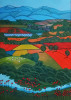 Tablou abstract, peisaj pictat manual pe panza, dimensiune 50x70 cm, Peisaje, Acrilic