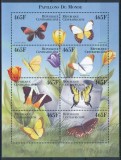 AFRICA CENTRALA 1999-FLUTURI-Bloc cu 8 timbre nestampilate MNH, Nestampilat