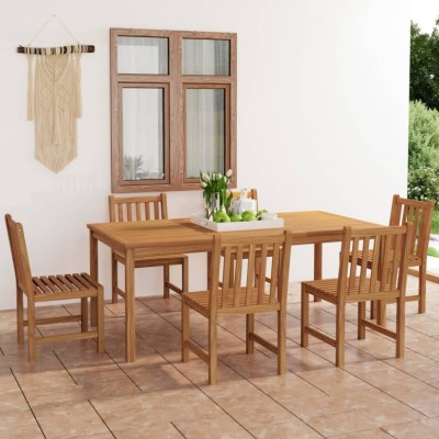 vidaXL Set mobilier grădină, 7 piese, lemn masiv de tec foto