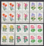 1980 LP 1007 FLORI EXOTICE DIN GRADINA BOTANICA BUCURESTI BLOCURI DE 4 MNH, Nestampilat