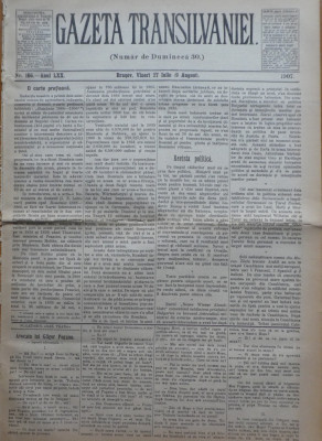 Gazeta Transilvaniei , Numar de Dumineca , Brasov , nr. 166 , 1907 foto