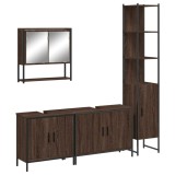 Cumpara ieftin Set mobilier de baie, 4 piese, stejar maro, lemn prelucrat