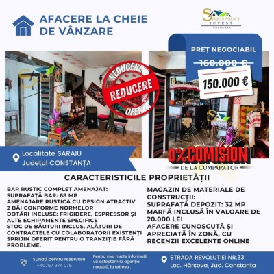 Oportunitate unică: Afacere la cheie de v&amp;acirc;nzare &amp;icirc;n Saraiu foto