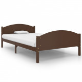 Cadru de pat, maro &icirc;nchis, 120x200 cm, lemn masiv de pin