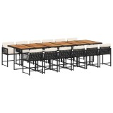 Cumpara ieftin Set mobilier de gradina cu perne, 13 piese, negru, poliratan
