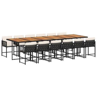 Set mobilier de gradina cu perne, 13 piese, negru, poliratan foto