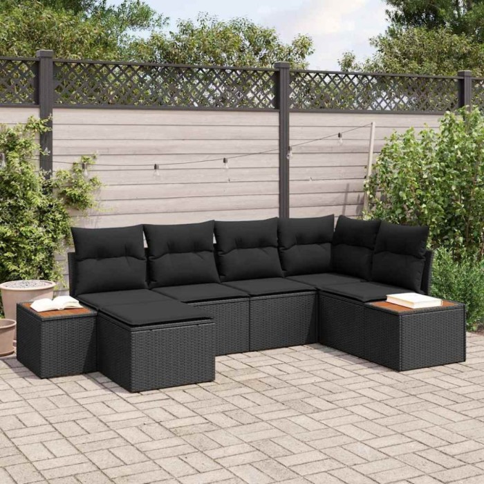 vidaXL Set de canapele pentru grădină 6 pcs Negru 264 x 154 x 85 cm 3356788