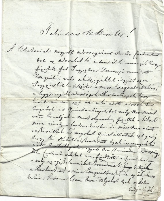A3041N Scrisoare olografă Telegdi R&oacute;th K&aacute;roly 1844 Dej