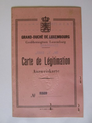 Rara! Carte de identitate/legitimatie zidar cu foto 125 x 80 mm Luxemburg 1954 foto