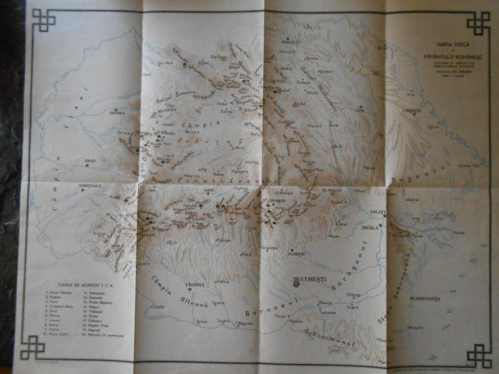 Harta fizica a pamantului romanesc, Romania Mare, 1943, Turing clubul romanesc