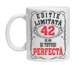 Cana alba personalizata &quot;editie limitata - perfecta&quot;, 42 ani, INOVATIX&reg;. 330ml