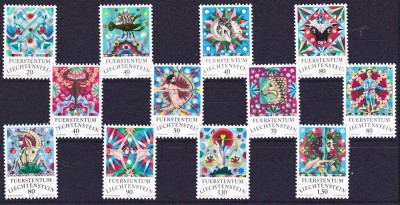 DB1 Zodiac Liechtenstein 12 v. MNH foto
