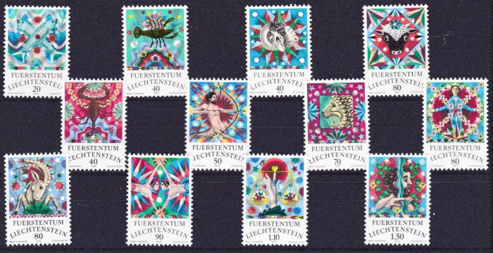 DB1 Zodiac Liechtenstein 12 v. MNH