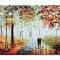 Tablou peisaj alee in parc pictat manual, Impreuna pentru totdeauna, 70x50cm ulei pe panza in cutit efect 3D, Leonard Covaci