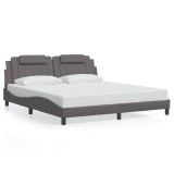 Cumpara ieftin Cadru de pat, Viana, fara saltea, gri, 180x200 cm, piele ecologica