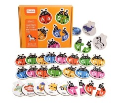 Puzzle Alfabet Magnetic din Lemn cu Gargarite Litere mari si Litere mici, 52 piese, 36 m+, Treehole