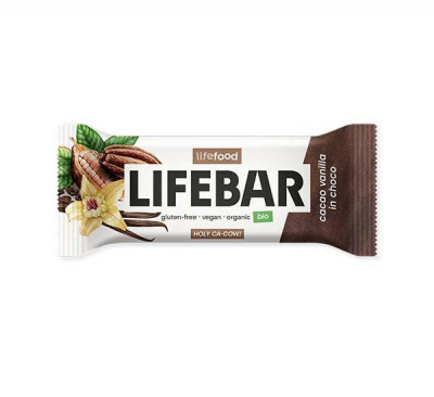 Baton cu Cacao si Vanilie in Ciocolata Raw Eco 40 grame Lifebar foto