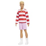 BARBIE FASHIONISTAS PAPUSA KEN BLOND CU BLUZA POLO DUNGI ROSII ALBE SuperHeroes ToysZone