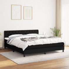 vidaXL Pat box spring cu saltea, negru, 160x200 cm, textil