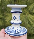 SFEȘNIC VINTAGE DIN CERAMICA, LUCRAT SI DECORAT MANUAL, DELFT