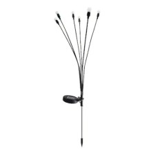 Set 2x lampa solara licurici, alb cald, cu 6 bulbi, impermeabil, din ABS, 60cm inaltime, negru