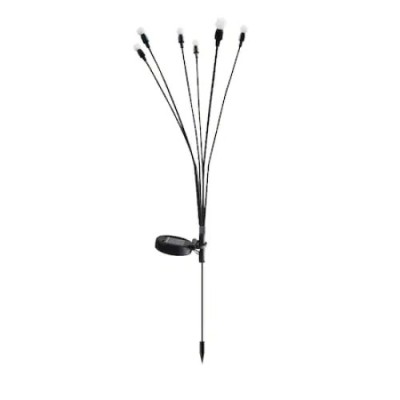 Set 2x lampa solara licurici, alb cald, cu 6 bulbi, impermeabil, din ABS, 60cm inaltime, negru foto