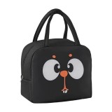 Cumpara ieftin Geanta termoizolanta neagra 22 x 19 x 14 cm, model cu ochi, interior izolat termic, fermoar si manere, pentru mancare, pranz si gustari