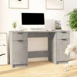 Cumpara ieftin Birou cu dulap lateral, gri beton, lemn prelucrat