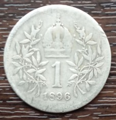 (A544) MONEDA DIN ARGINT AUSTRIA - 1 CORONA COROANA 1896, FRANZ JOSEPH