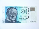 Finlanda 20 Markkaa 1993 Litt.A,bancnota din imagini in stare f.buna/aUNC la cel mai mic pret de pe site