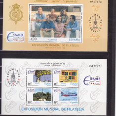 SPANIA 1996 ESPAMER FAMILIA REGALA EXPOZITIA FILATELICA MONDIALA 2 BLOCURI MNH