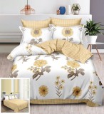 Cumpara ieftin Lenjerie Pat Driven Sf107, Bumbac, 4 Piese, Fara Elastic, Alb, Galben, Imprimeu